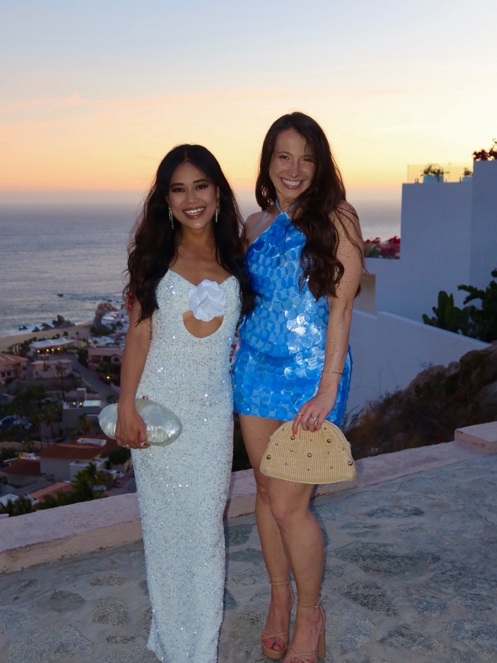 White Fox Boutique Blue Sequin Halter top